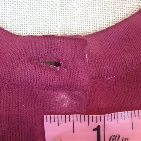 Tommy Hilfiger Cardigan Small Women's 100% Cotton Burgundy with Leaves Long - Picture 6 of 8